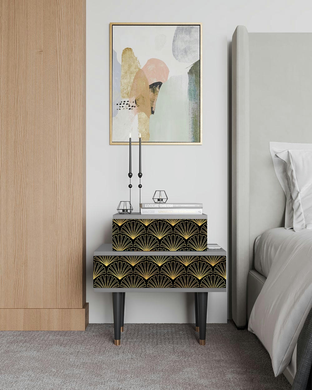 BIRD OF JUNO - Table de chevet noir 2 tiroirs L 58 cm