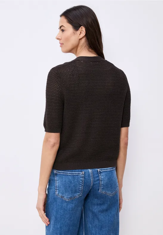 Kurzarm Cardigan mit V-Neck und Struktur