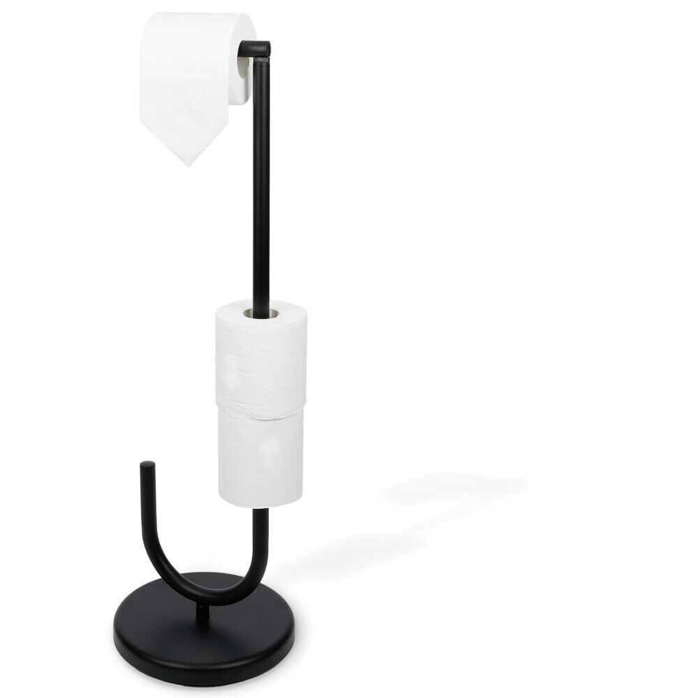Support papier WC avec dérouleur métal noir H73cm