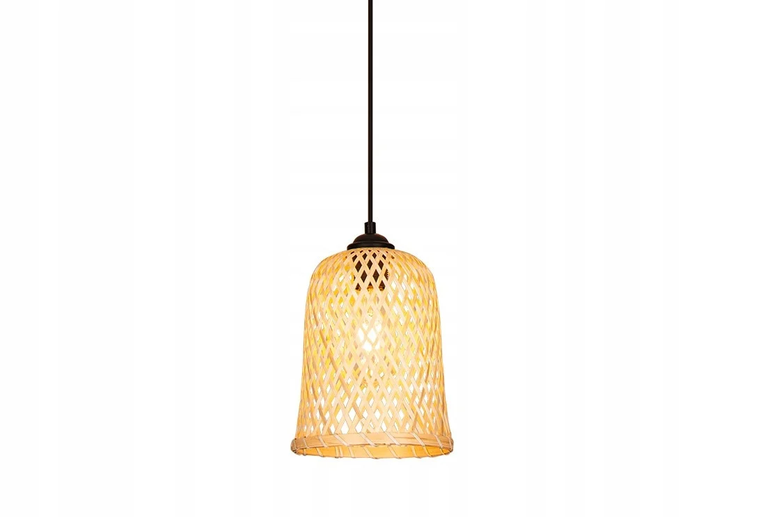 Lampa Sufitowa Wisząca Bambus BOHO Rattan Drewno Loft