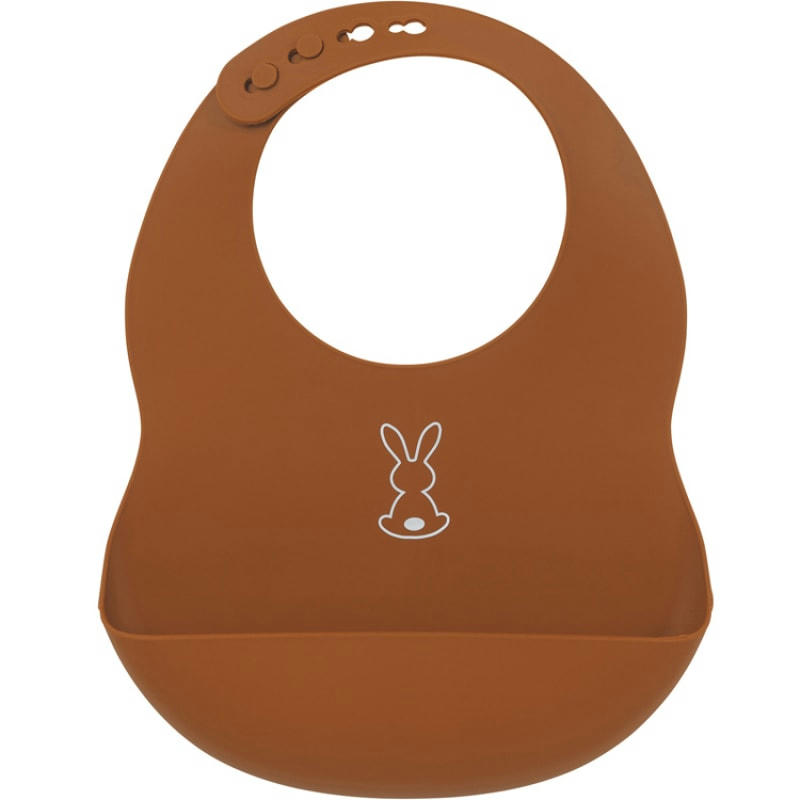 - Bavoir en silicone à poche terracota