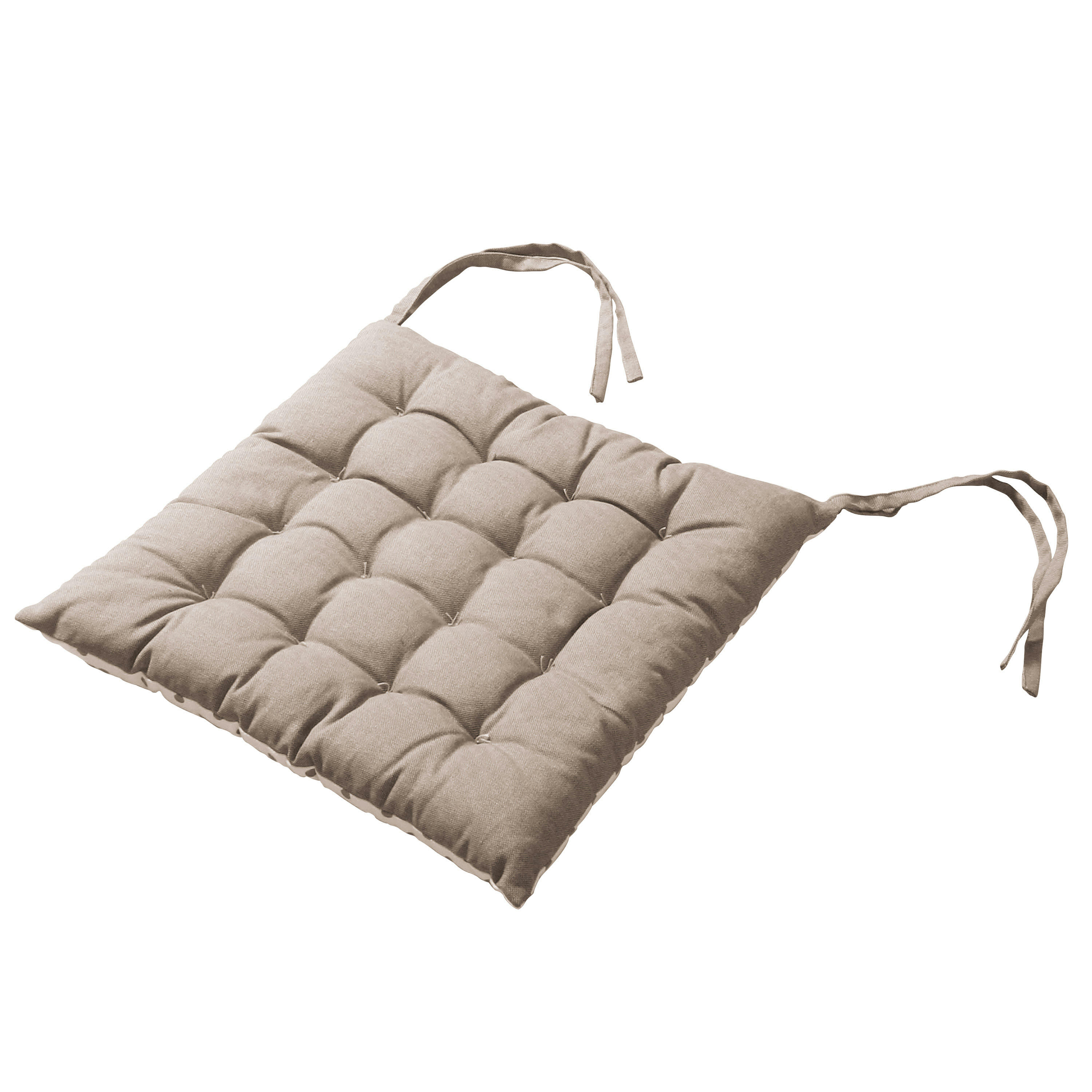 CHARME - Galette de chaise à petits pois coton naturel 38 x 38