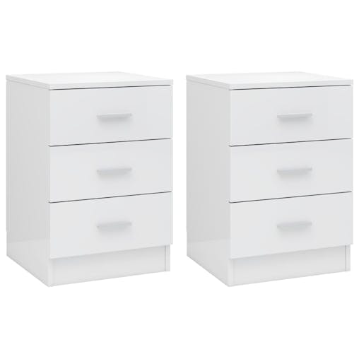 NNEVL Bedside Cabinets 2 pcs High Gloss White 38x35x56 cm Chipboard