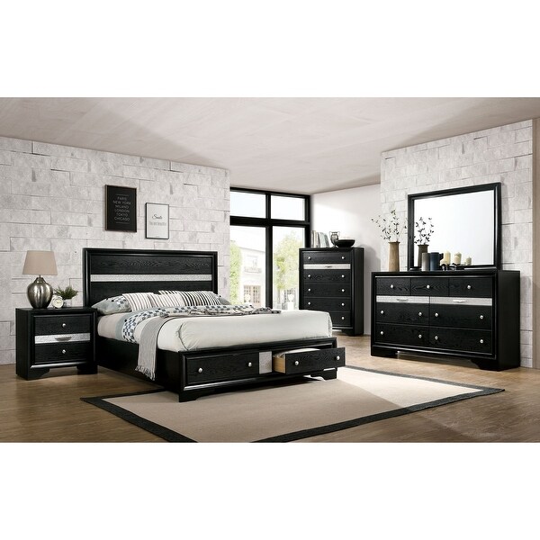 Aoki Contemporary Black Wood 3-Drawer Hidden Storage Nightstand by Silver Orchid