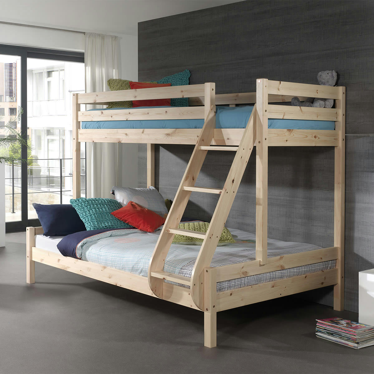 PINO - Lit superposé 90x200 140x200 sommier inclus naturel