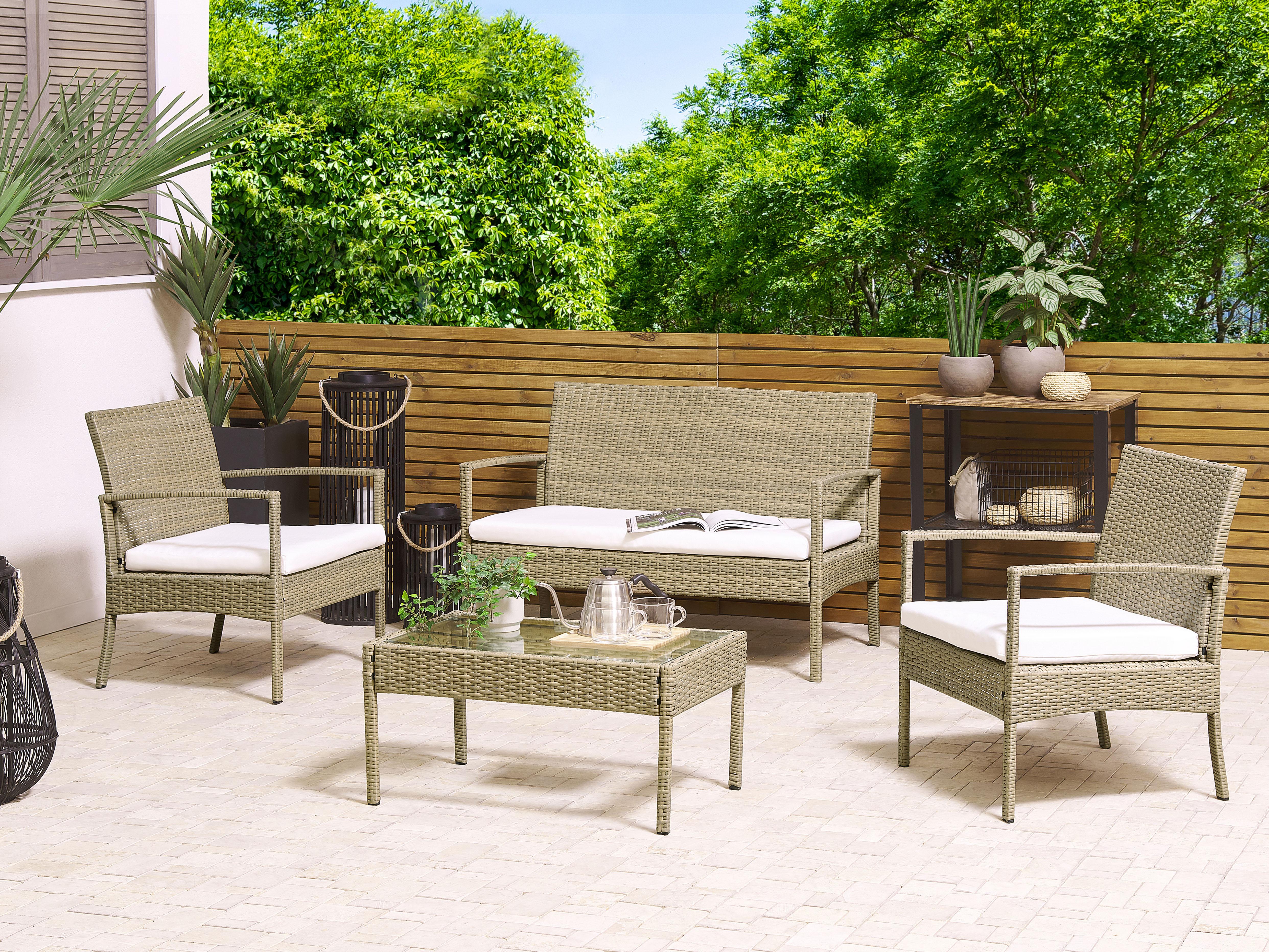 Sofa Set with Table MARSALA PE Rattan Light Brown