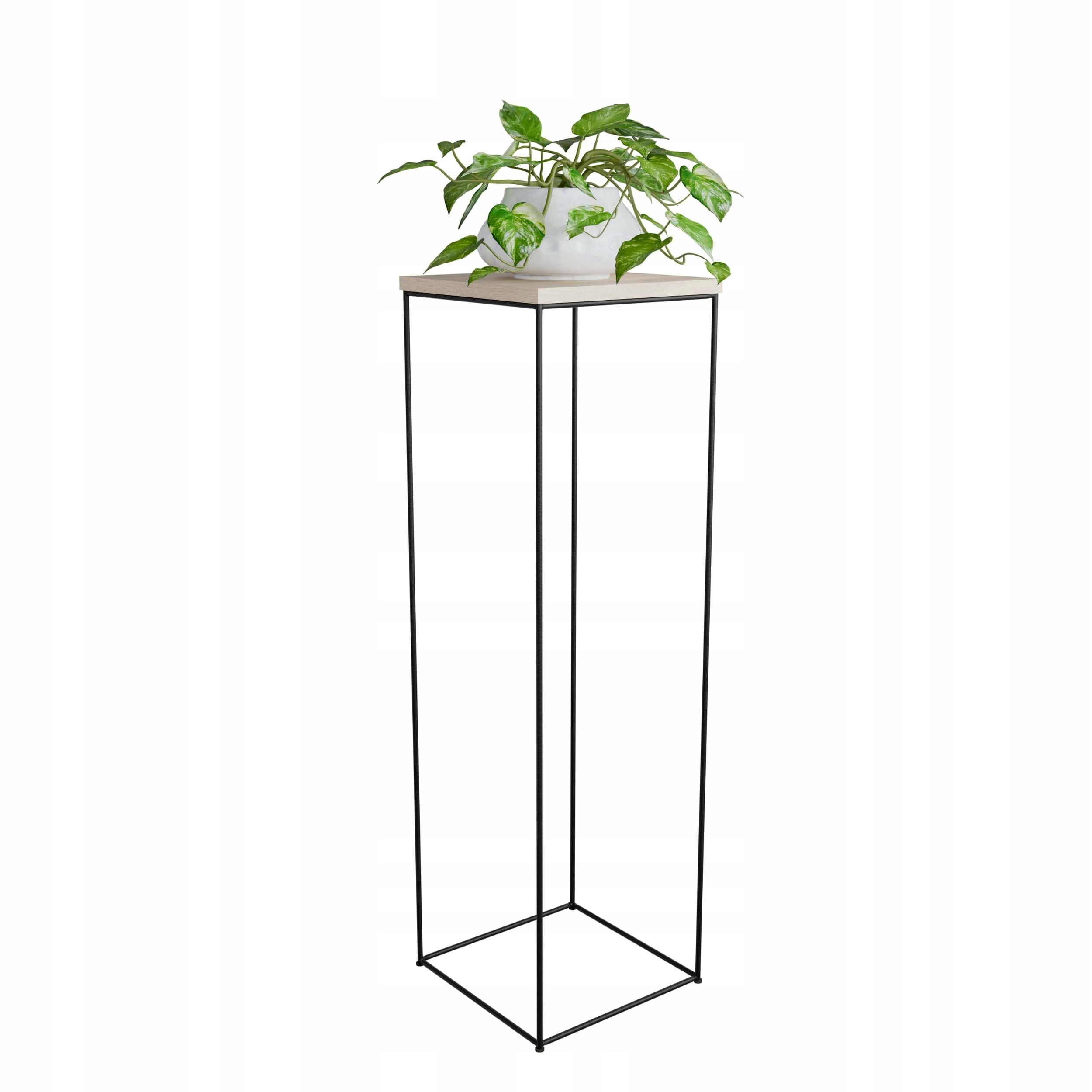 Stolik pomocniczy Druciany Kwietnik 30x30x100 Loft Czarny Dąb Sonoma
