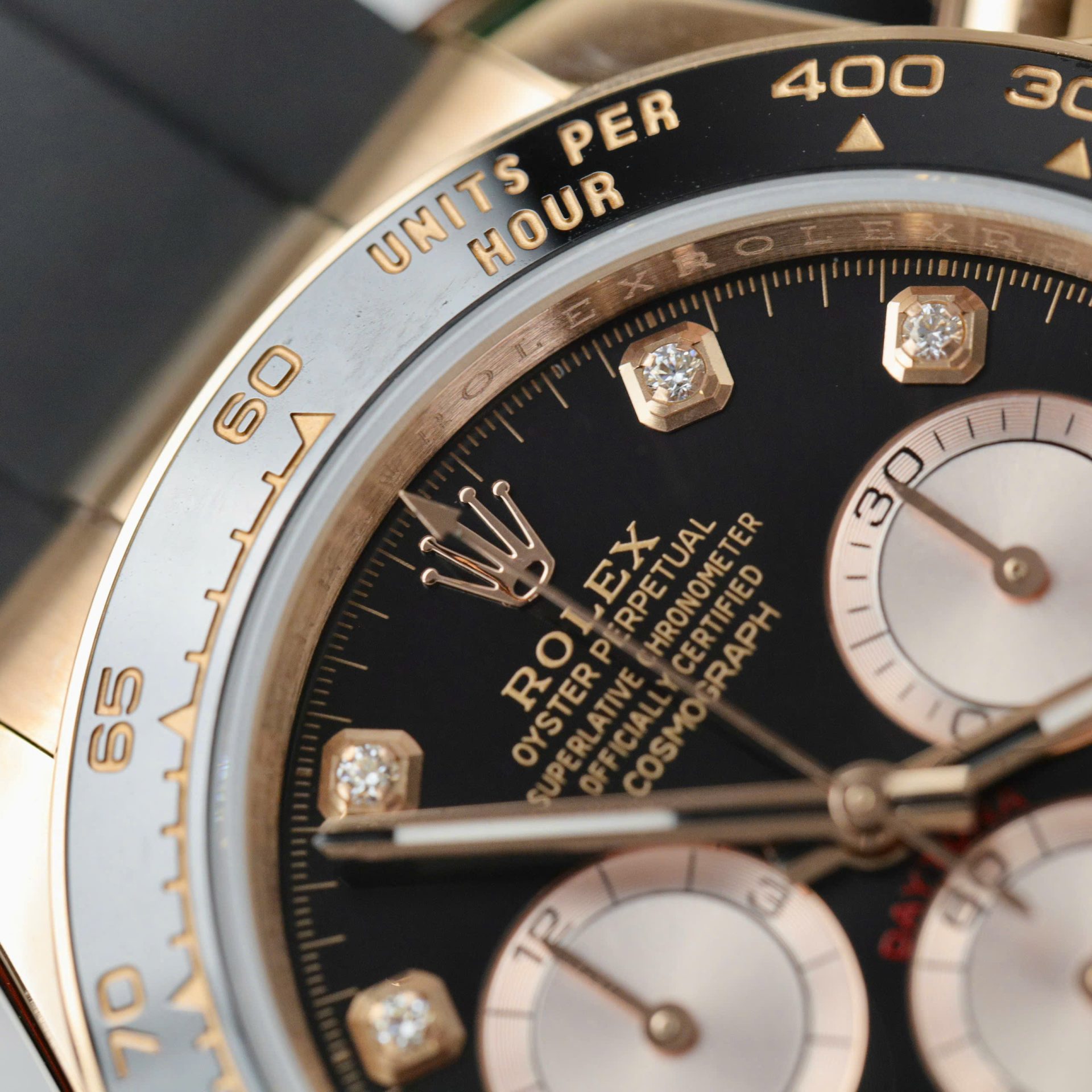 Rolex Daytona 126515 RG Plated Black Dial CZ Diamonds 40mm Oysterflex Super Clone