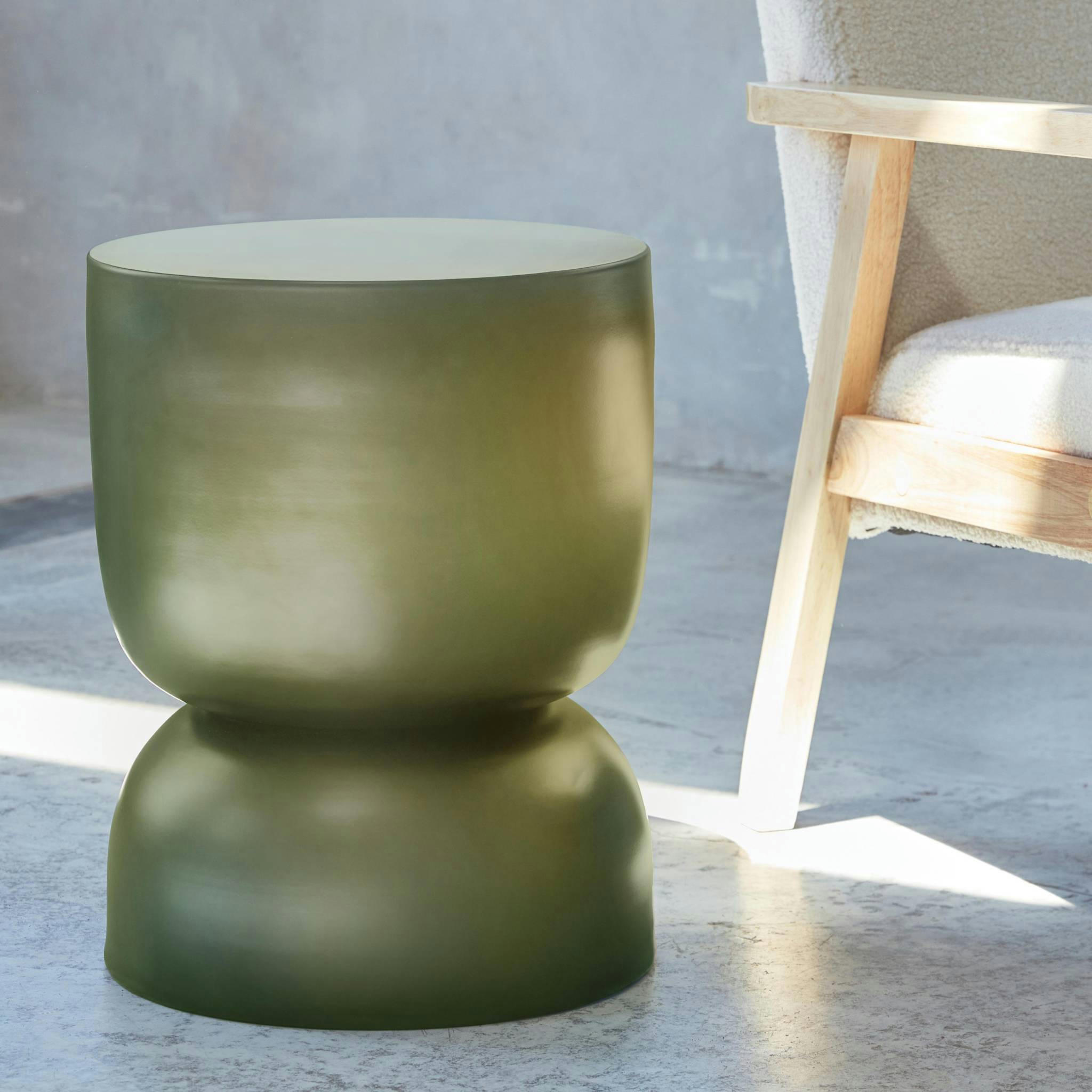 MADI - Table d'appoint en métal, vert kaki, D32