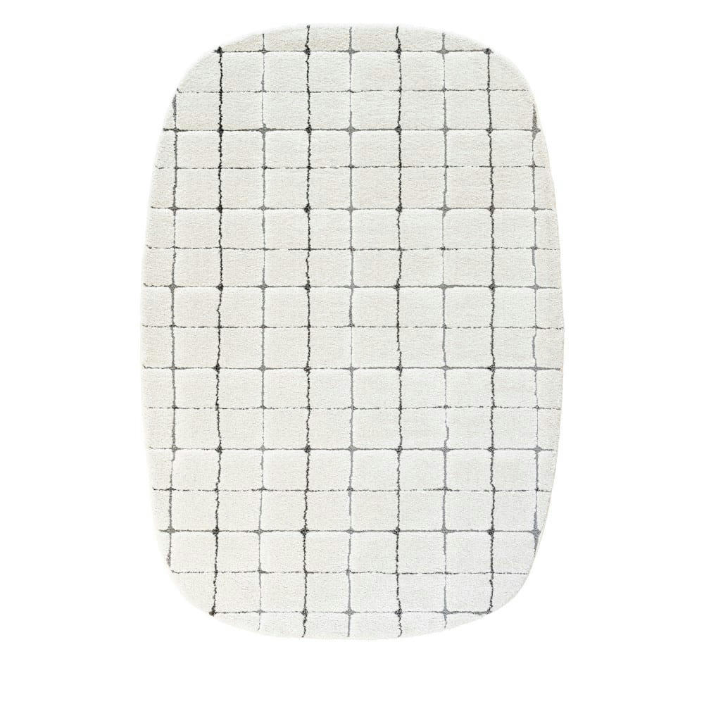 BYRON VI - Tapis contemporain ovale ecru et noir 160x230 cm