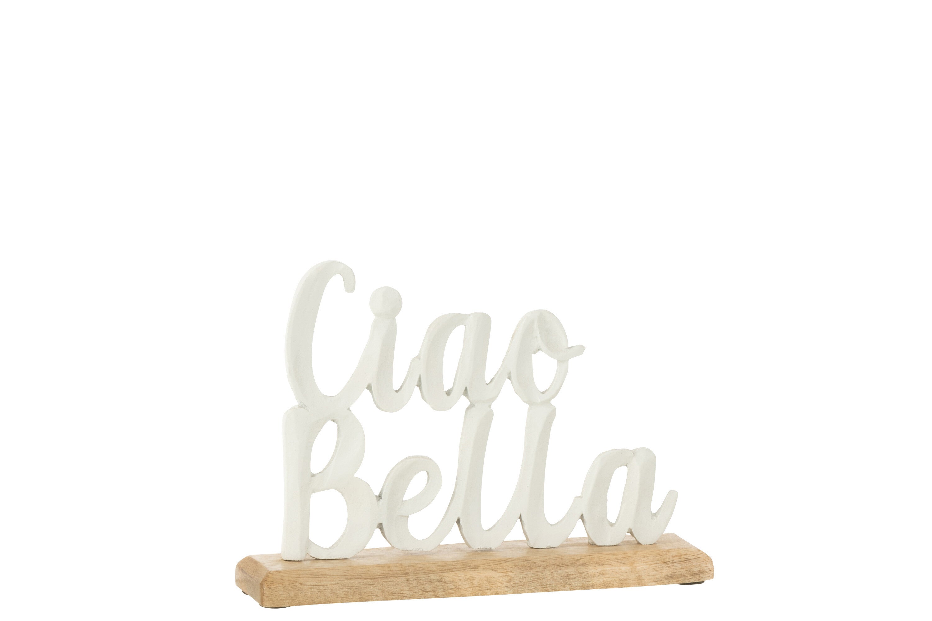 J-Line decoratie Ciao Bella Op Voet - aluminium - wit - small