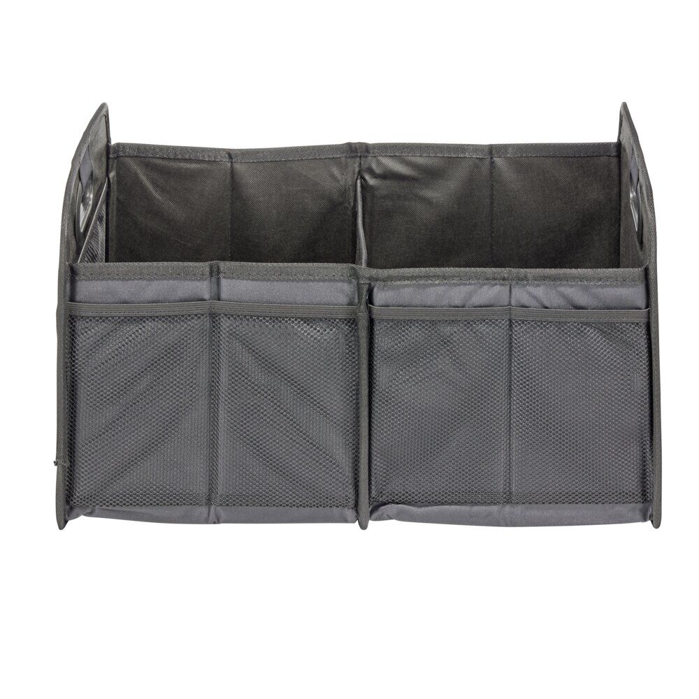 Panière de rangement rétractable 2 compartiments polyester noir 50x32xH27cm