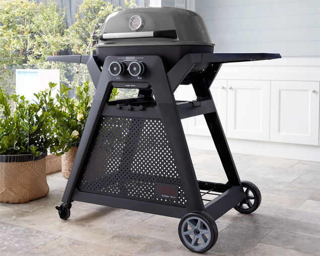 Ziggy Elite Twin Grill Natural Gas BBQ Plus Cart Bundle - Gunmetal Grey