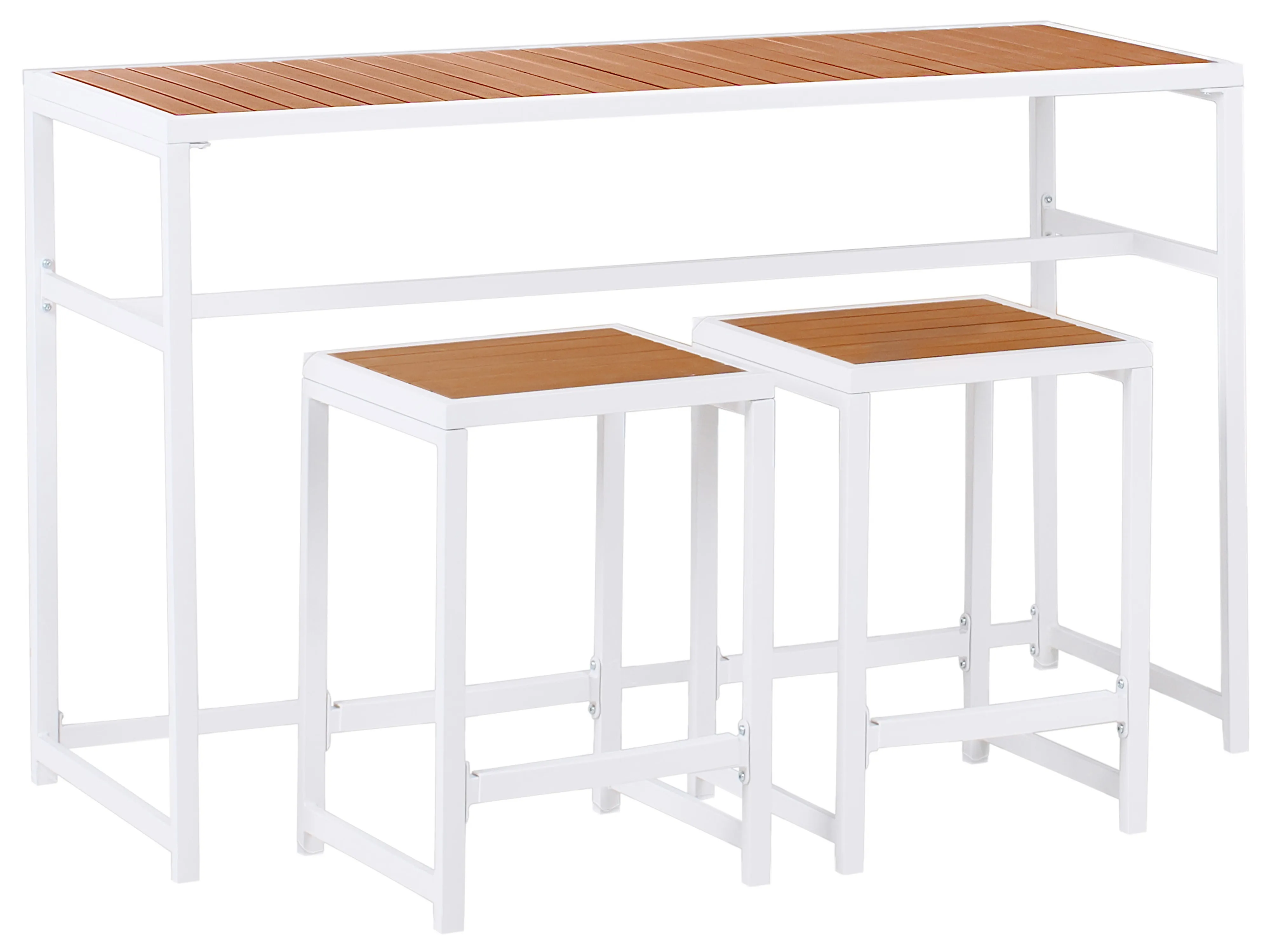 Garden Bar Set 2 Seater AVETRANA Metal Brown/ White