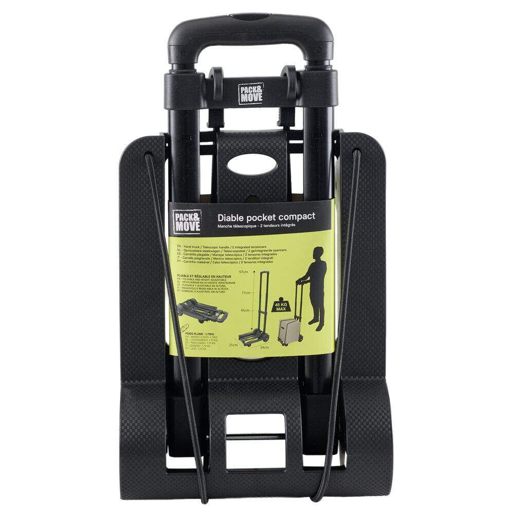 Diable compact pliant transport 50kg métal et plastique noir