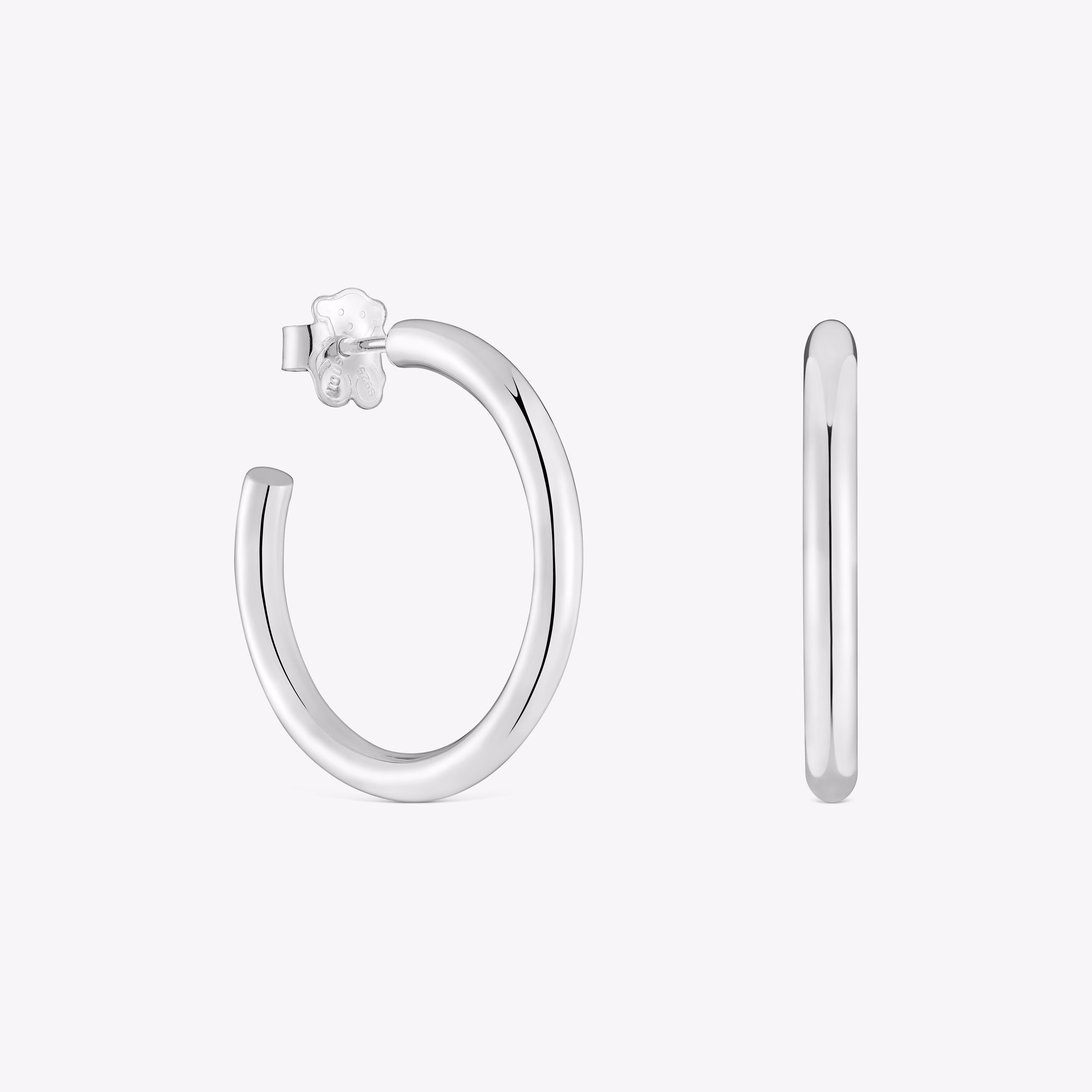 Pendientes de aro largos de plata 24 mm Basicos