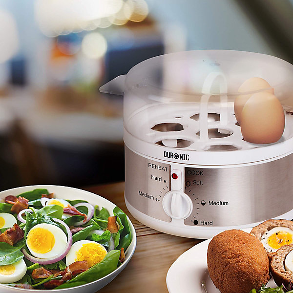 EB35 WE Cuiseur à oeufs 400W 1 à 7 oeufs Thermostat minuteur Cuisson pour oeufs durs ou mollet ou à la coque Sans BPA Duronic