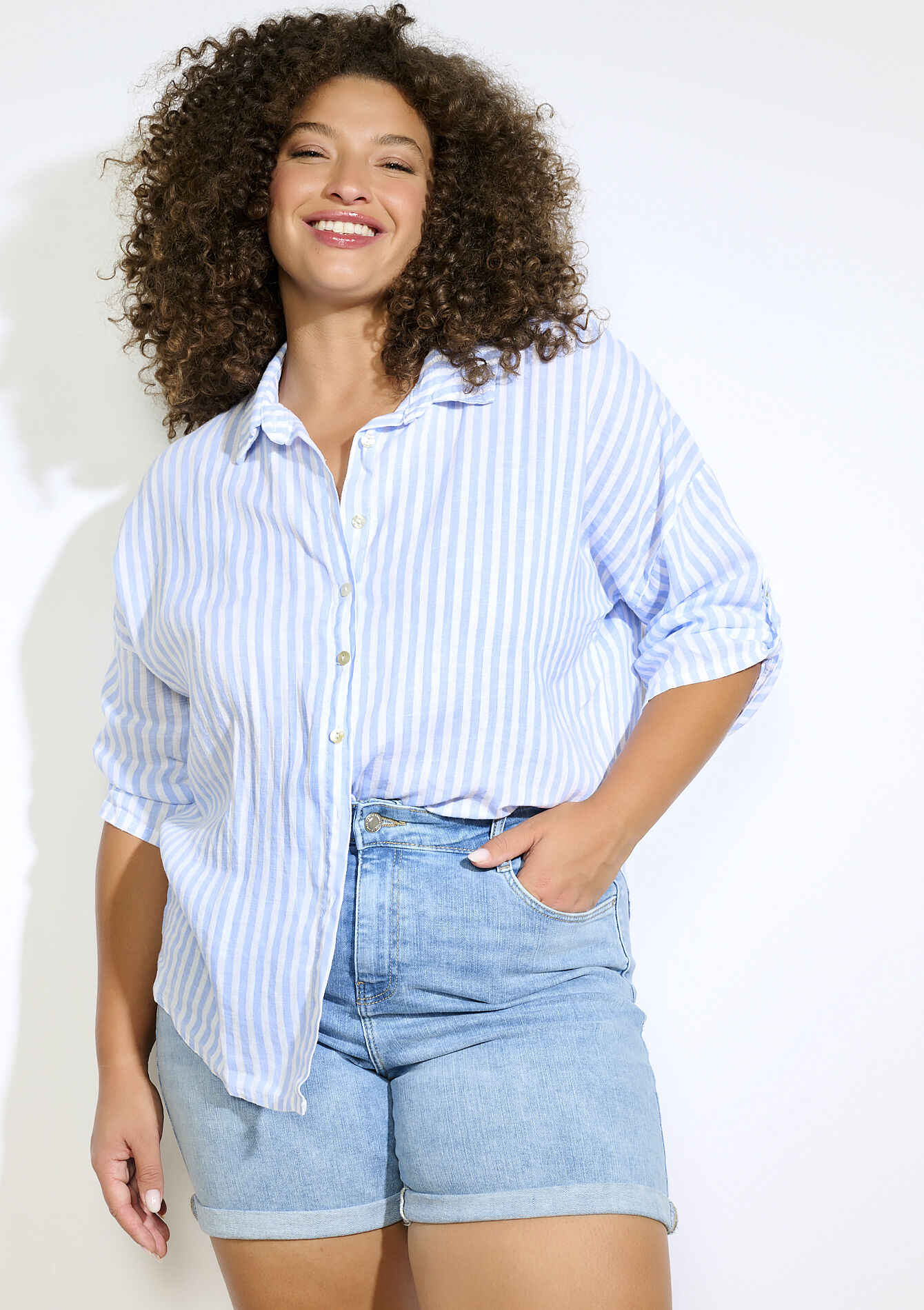 Losvallende streepjesblouse