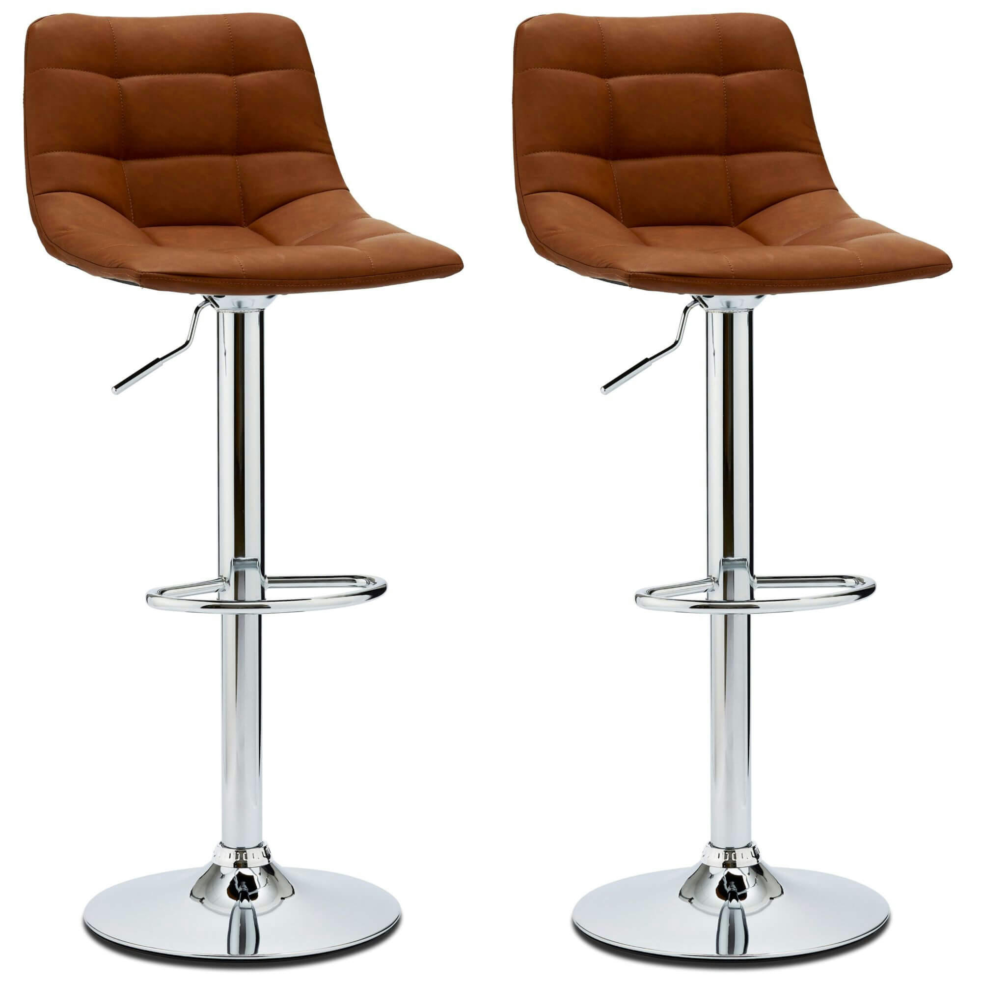 MARIO - Lot de 2 chaise de bar en simili marron clair H73