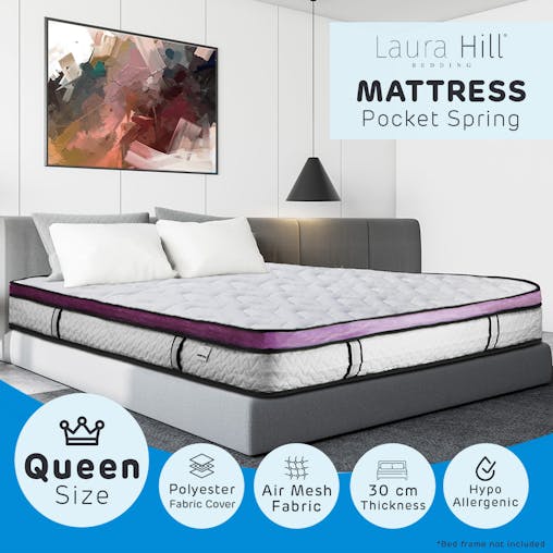 NNEDPE Laura Hill Euro Top Spring Pocket Mattress Queen - 30cm