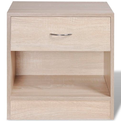 NNEVL Nightstand 2 pcs with Drawer Oak Colour