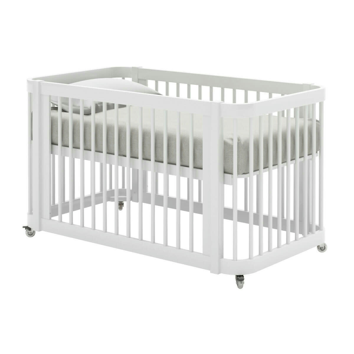 MAÉ - Lit bébé évolutif 70x140 cm bois massif blanc