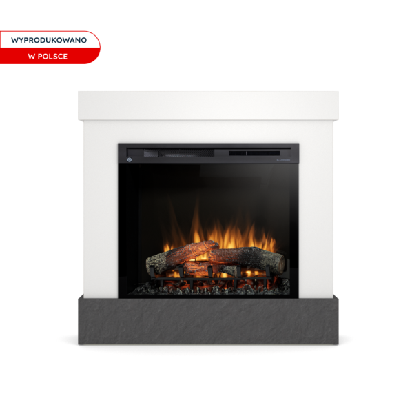 Kominek elektryczny 1400W Diro 28" XHD Biały, Łupek Scivarol Warmtec