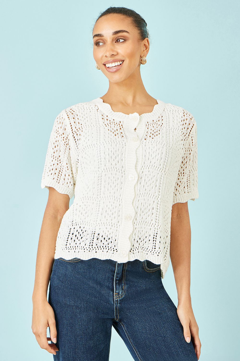 Yumi Crochet Short Sleeve Cardigan