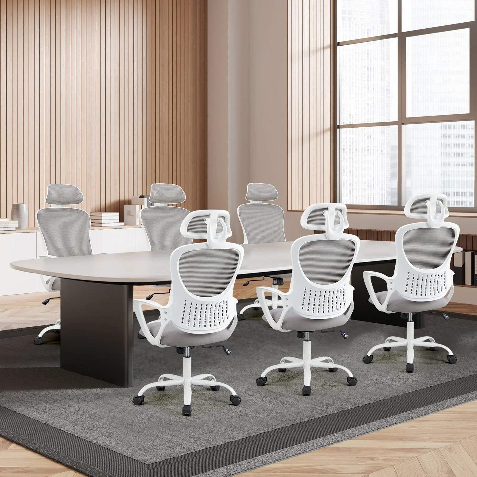Office Chair Rolling Work Chairs Computer Desk Chair Swivel Mesh Back Task Chairs with Adjustable Headrests and Lumbar Support
