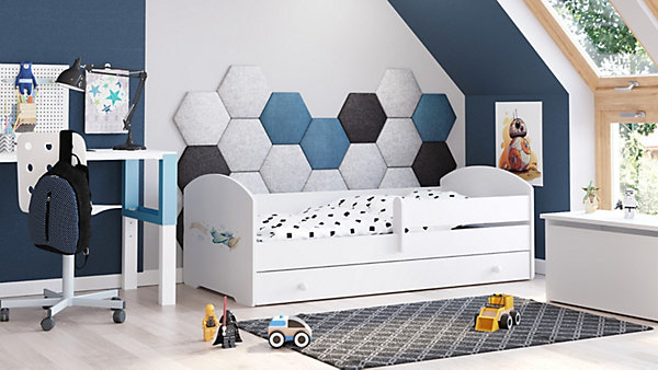 Lit enfant LUK avec tiroir et barreau 160x80 Airplane