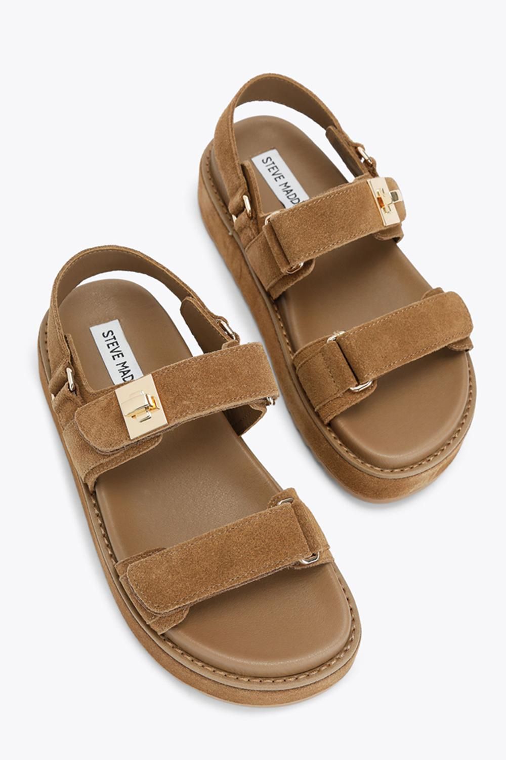 STEVE MADDEN Big Mona Sandal Camel' Suede Sandals