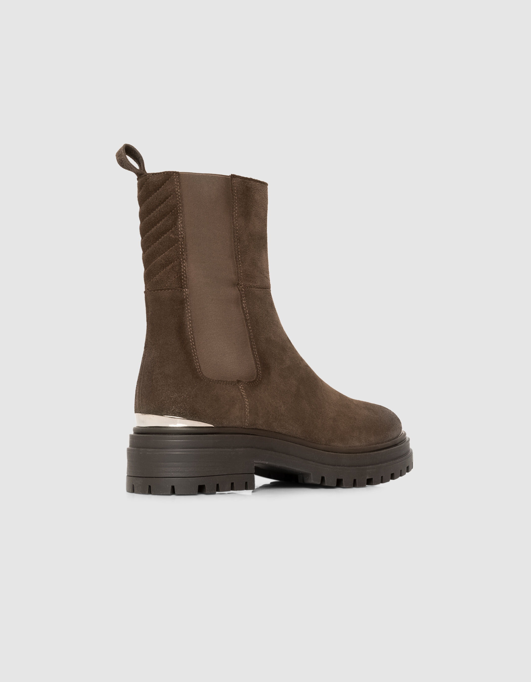 Chelsea boots marron cuir velours semelles crantées Femme