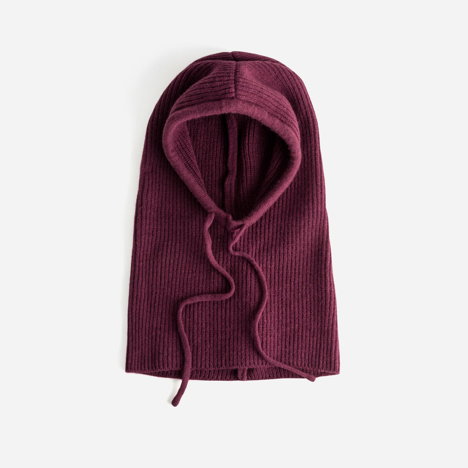 Cagoule bordeaux tricot côtelé