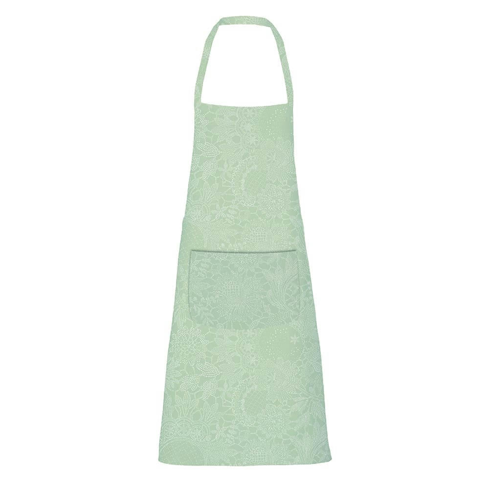 MILLE GUIPURES JADE - Tablier enduit imperméable pur coton vert 75x85