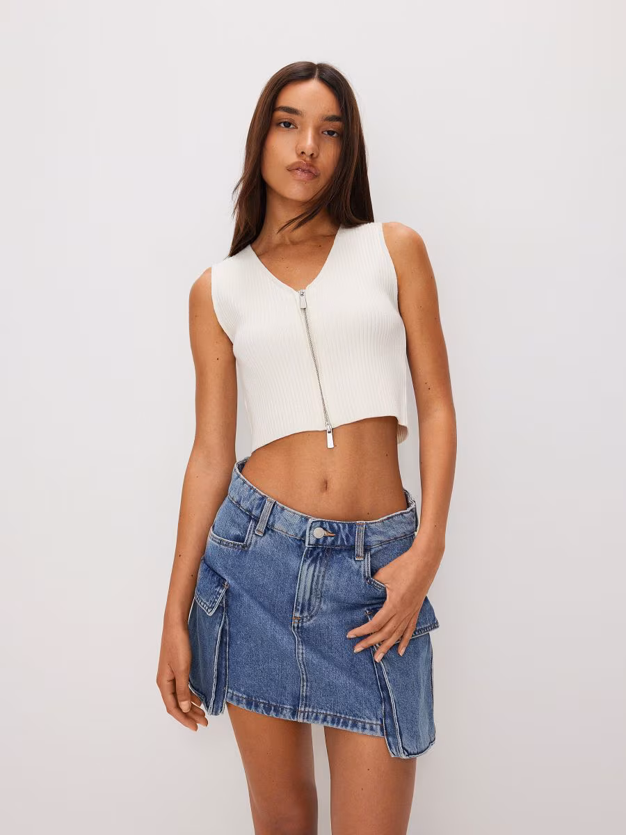 Cropped Viscose Rich Jersey Vest