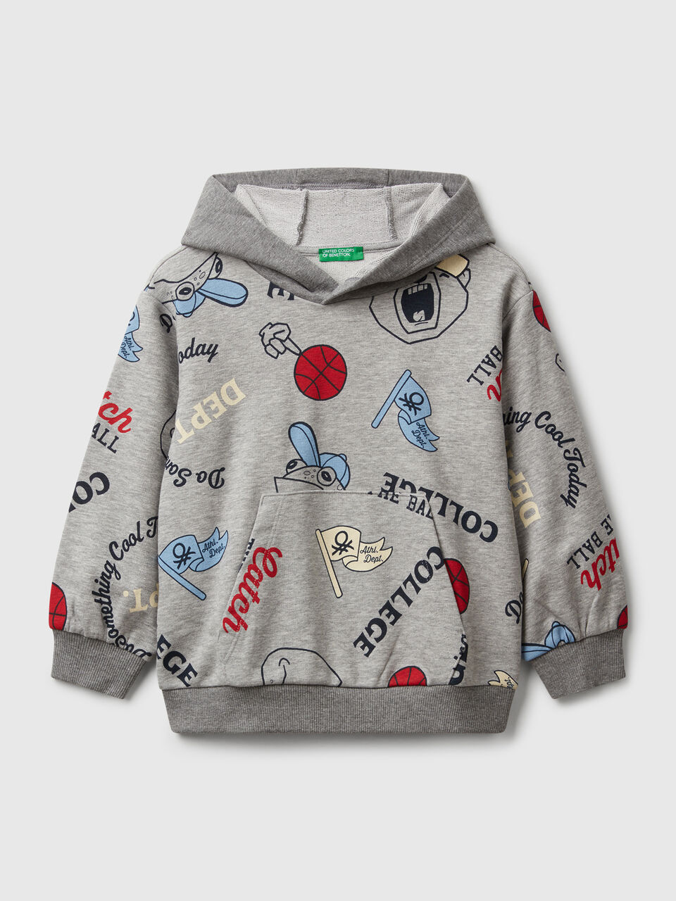 Hoodie with print in cotton blend