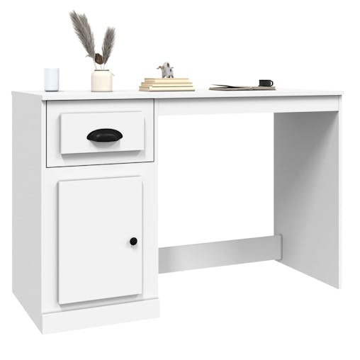 NNEVL Desk with Drawer White 115x50x75 cm Engineered Wood