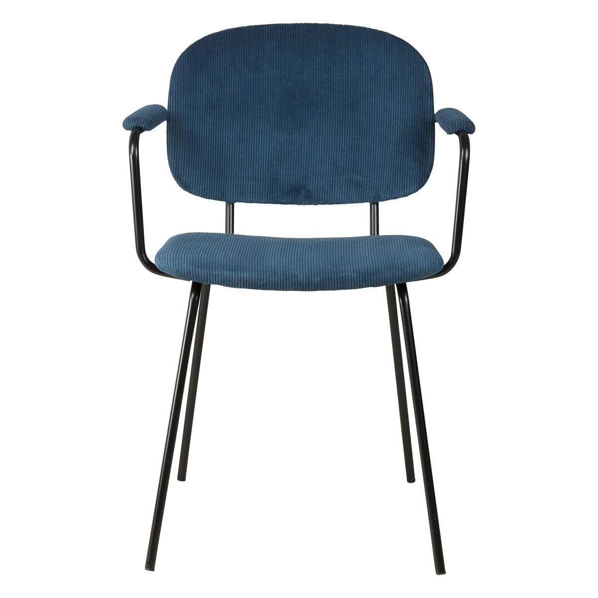 ASTON - Fauteuil velours côtelé bleu foncé