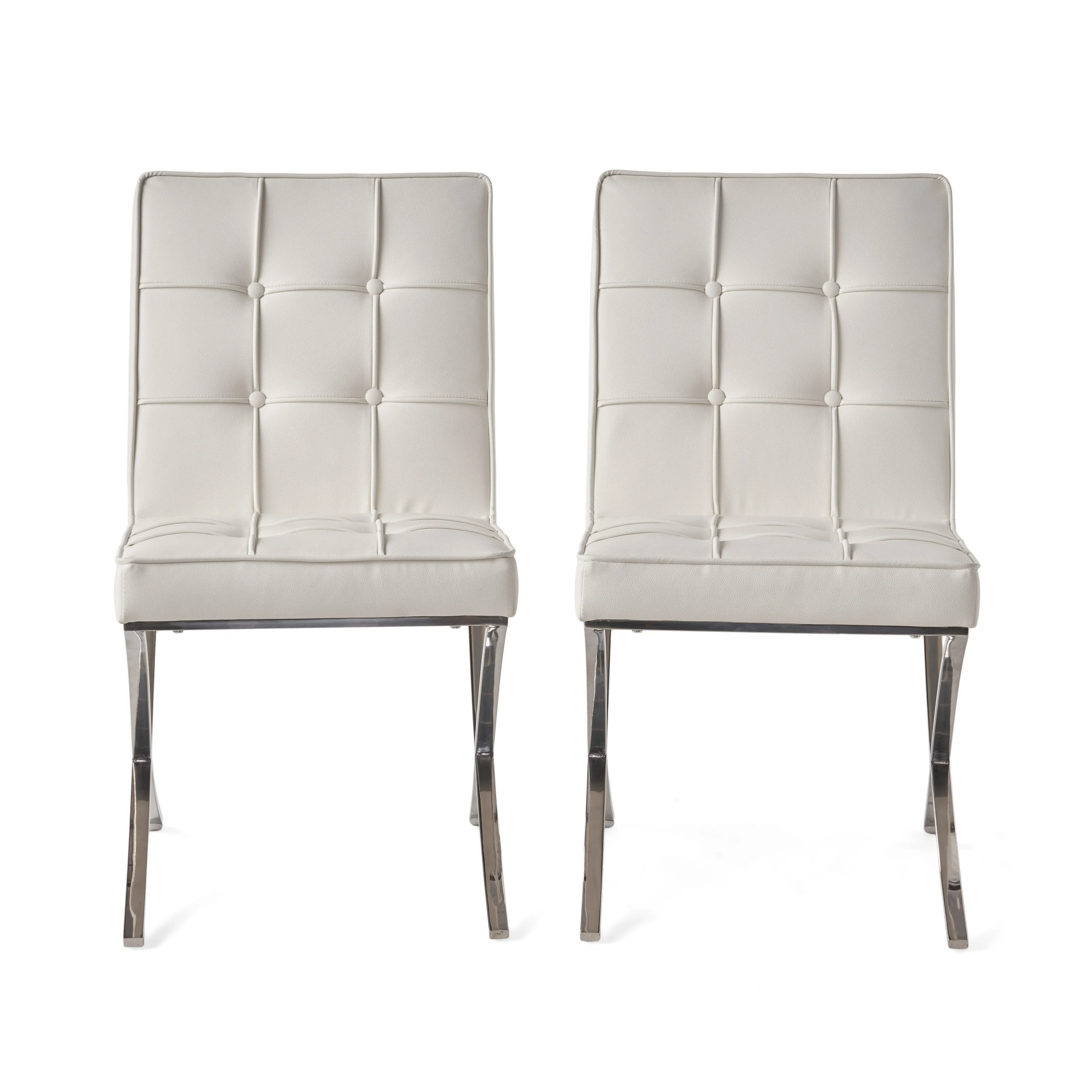 Milania Modern Button Tufted Bonded Leather Dining Chairs (Set of 2) by Christopher Knight Home
