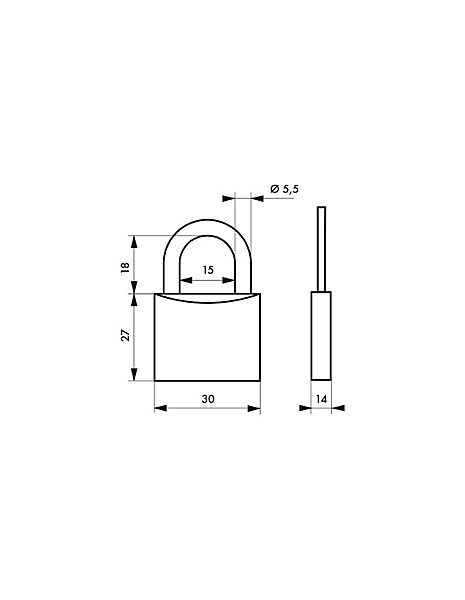 Cadenas à clé Line Sport Foot, acier, intérieur, anse acier, 30mm, 3 clés - THIRARD