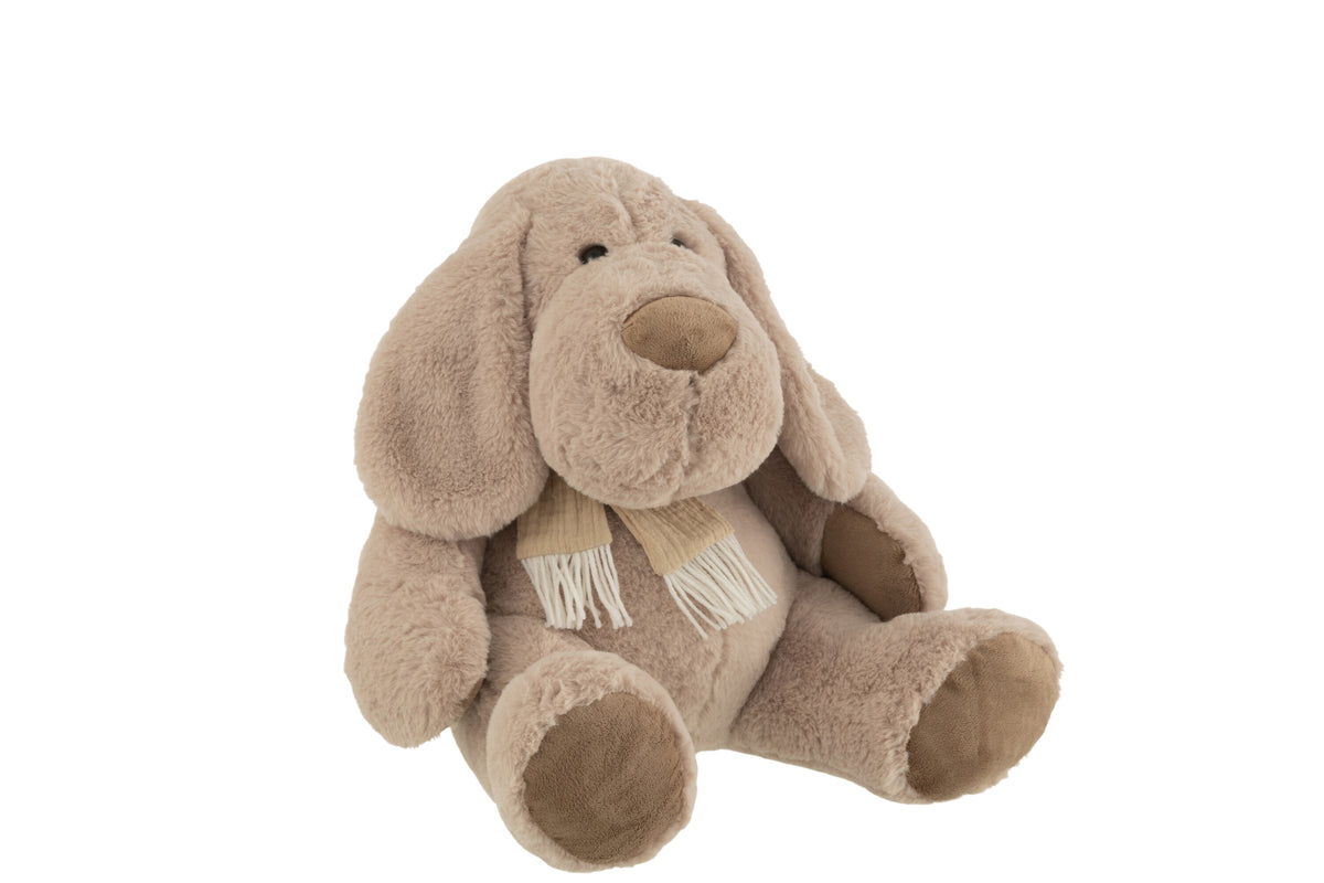 J-Line knuffel Hond   Sjaal Zittend - textiel - beige - extra large
