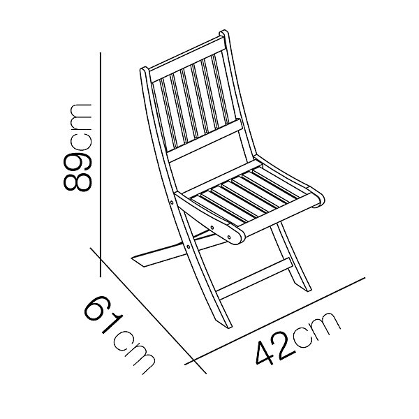 Lot de 4 chaise de Jardin, Chaise d'extérieur, sièges d'extérieur en Bois Coloris Naturel - L 42 x Profondeur 61 x Hauteur 89 cm