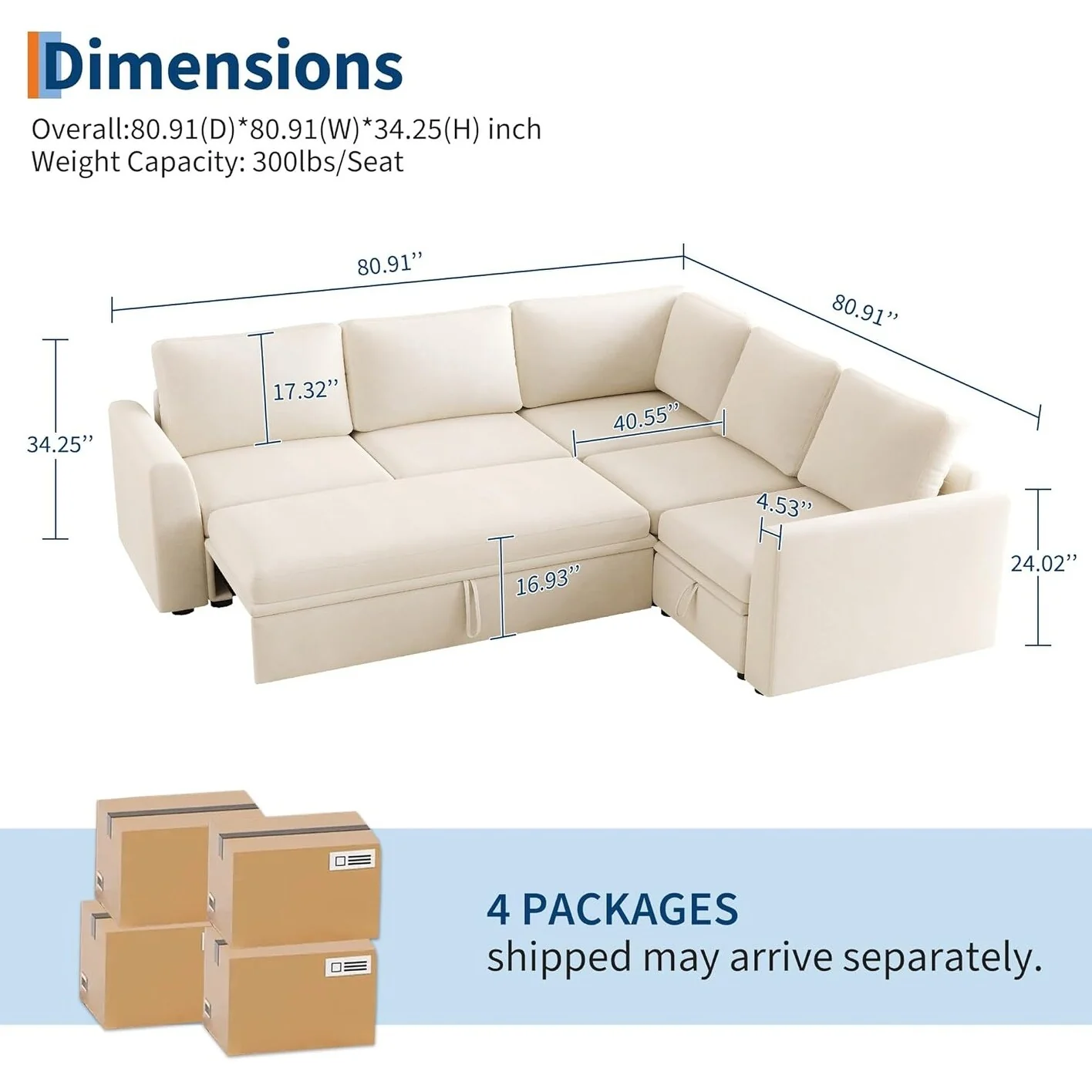 Sectional Sleeper Sofa with Pull Out Bed, Chenille Modular Sectional Sofa L Shaped Couch with Pull Out Couch