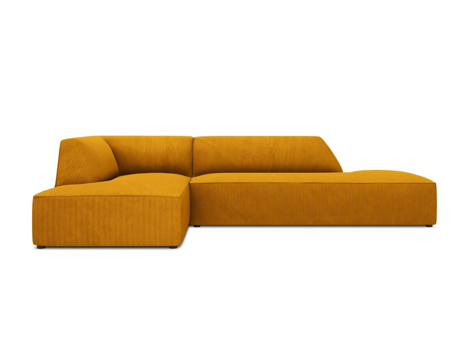 RUBY - Canapé d'angle gauche 4 places en tissu velours côtelé jaune
