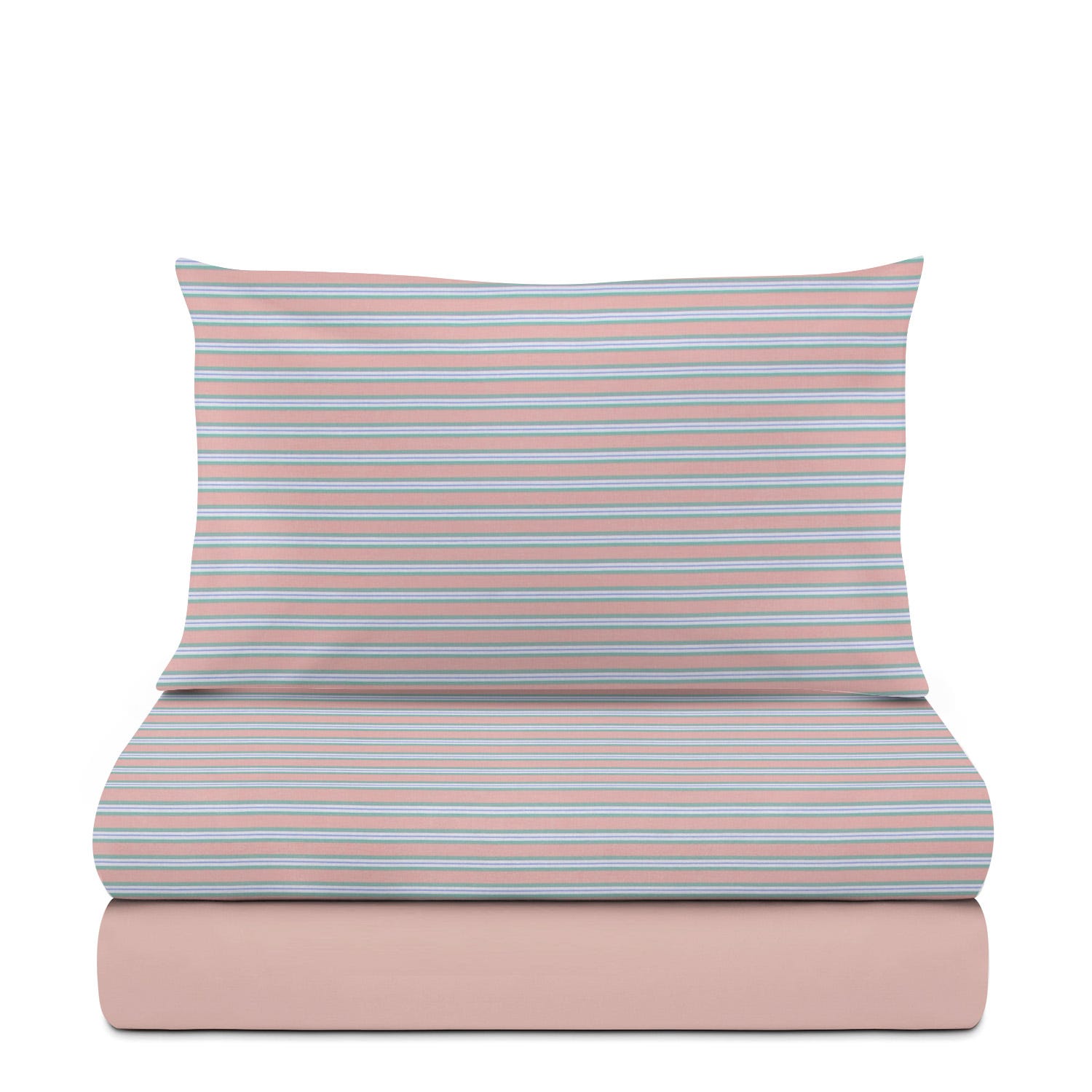 Completo letto singolo cotone righe rosa