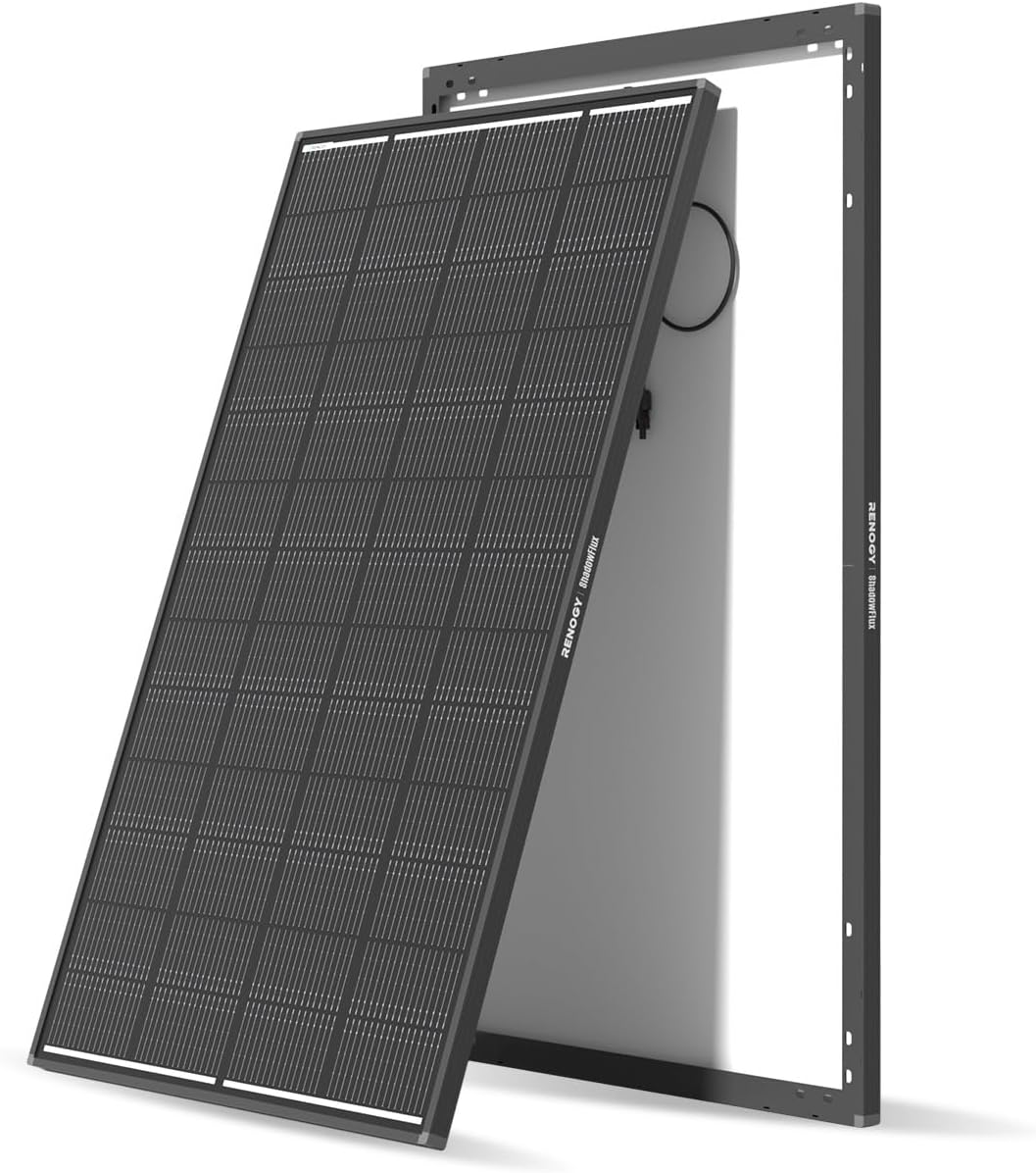 Renogy 200W ShadowFlux Anti-Shading N-Type Solar Panel  12V/24V System 200 Watt Solar Panel 25% High-Efficiency  PV Module Power Charger for RV Marine Rooftop Farm Battery Off-Grid Applications