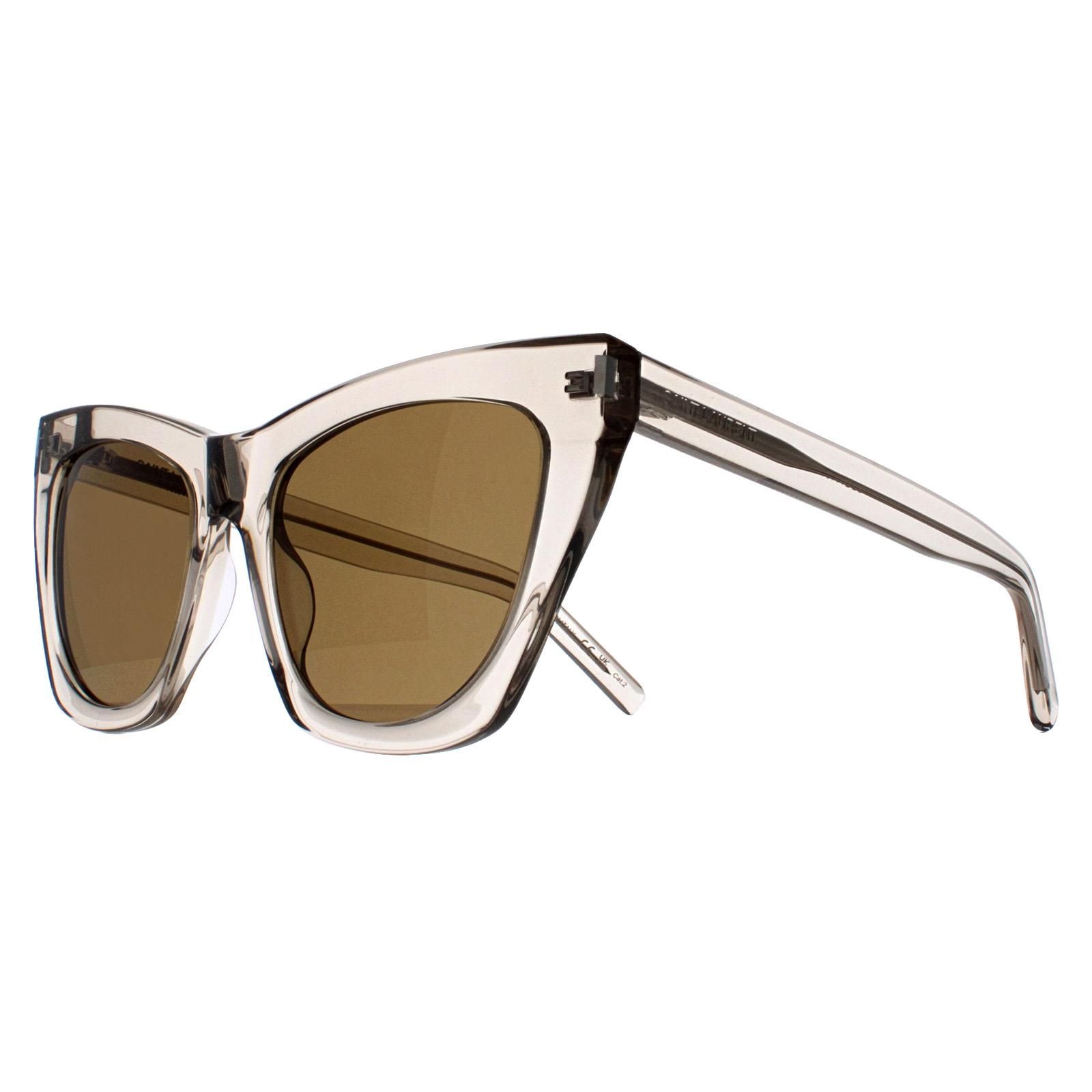 Saint Laurent Cat Eye Transparent Beige Brown SL214 Kate