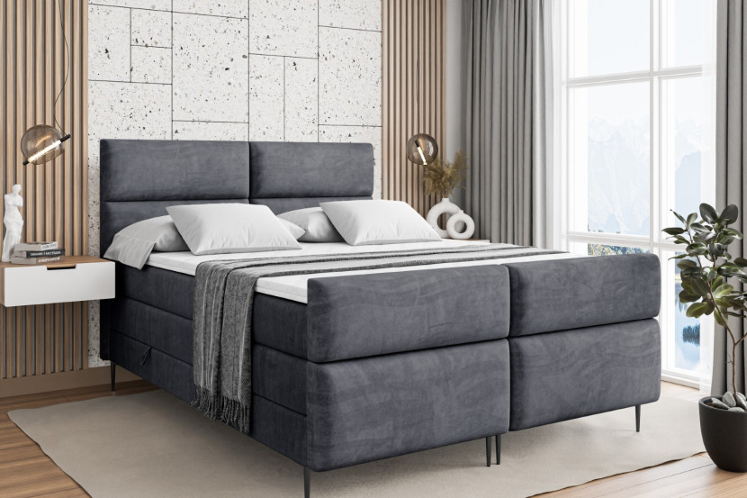 Łóżko kontynentalne - pojemnik, materac, nóżki BOXI3-FC-Z KING 120x200 cm