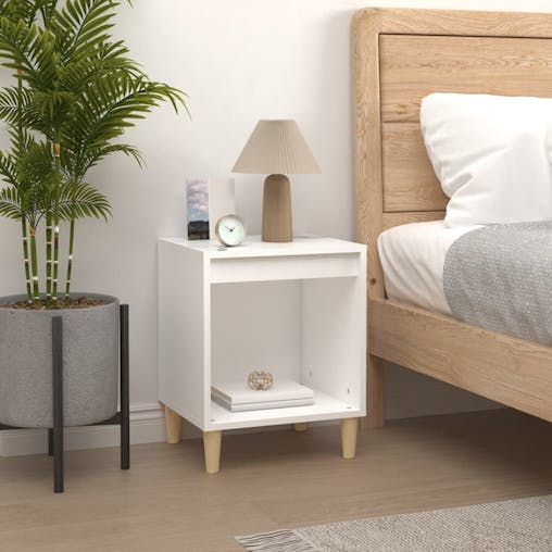 NNEVL Bedside Cabinet White 40x35x50 cm Engineered Wood