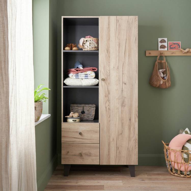 Tutti Bambini Como Nursery 1 Door 2 Drawer Wardrobe - Oak